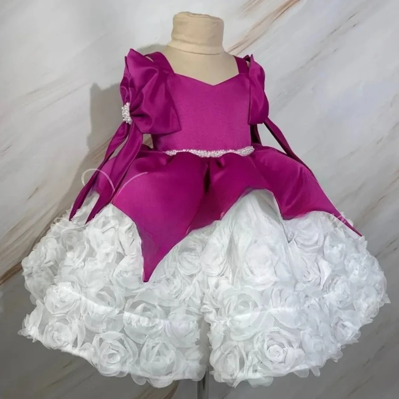 

2026 New Kids Formal Princess Dress Clothes Children Girls Model Runway Flower Performance First Birthday Tutu Gown Costume