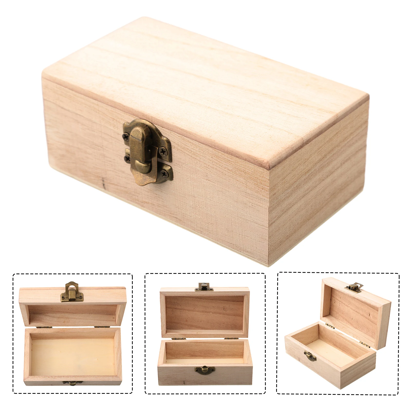1PC Holzkisten mit Deckel, quadratisch, aufklappbar, Schmuck, Basteln, Aufbewahrungsbox für Heimdekoration, DIY, handgefertigt, Muttertag – Detail 2