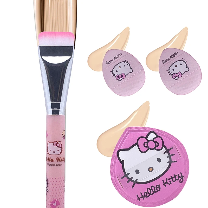 Cartoon Sanrio Hello Kitty One Word Foundation Pędzel do makijażu Wata cukrowa Zestaw do makijażu Puff Thumb Puff Beauty Makeup Tool