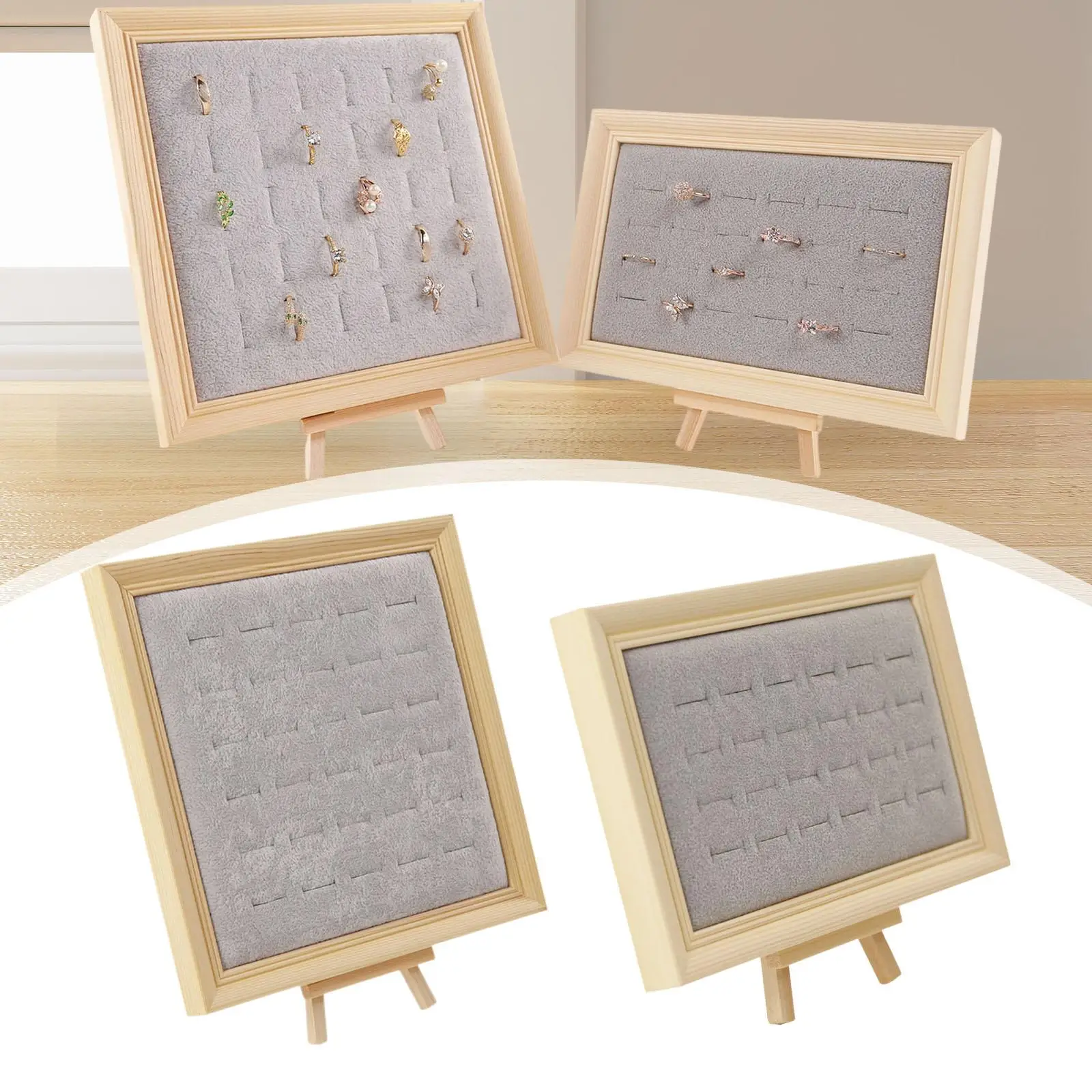 صينية العرض، منظم الأذنين، منظم خشبي، فتحة مخملية، حامل الزفاف #4