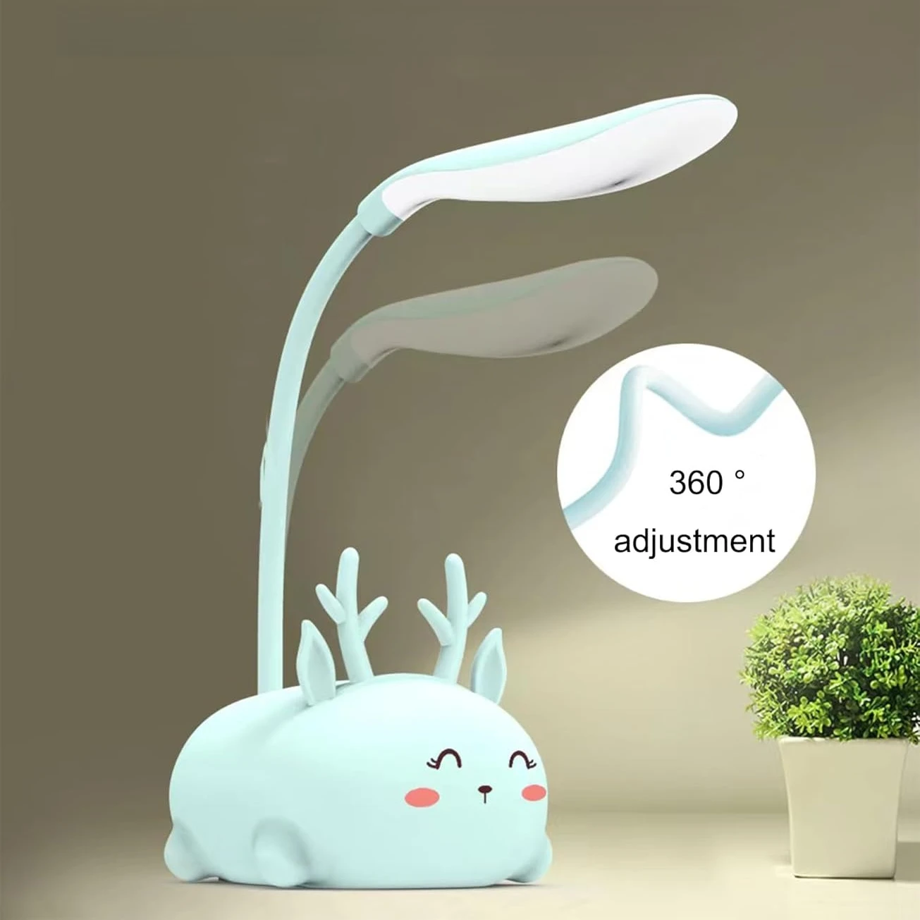 

USB Charging LED Small Table Lamps Cute Pet pink bear Mini Night Lights Student Learning Eye Protection Book Lamps Bedside Decor