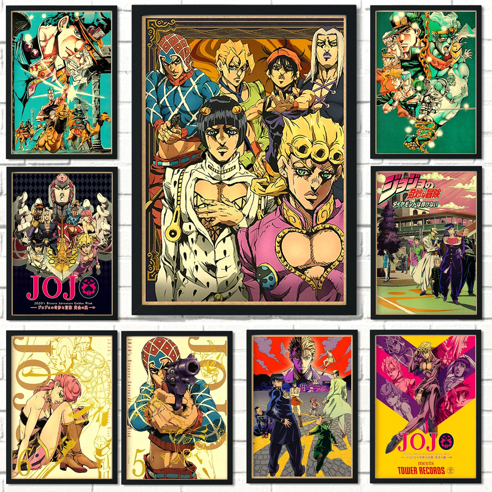 2022 JOJO Posters Vintage Anime Poster JoJos Bizarre Adventure Animation Canvas Painting Wall Art Decoration Kawaii Room Deco