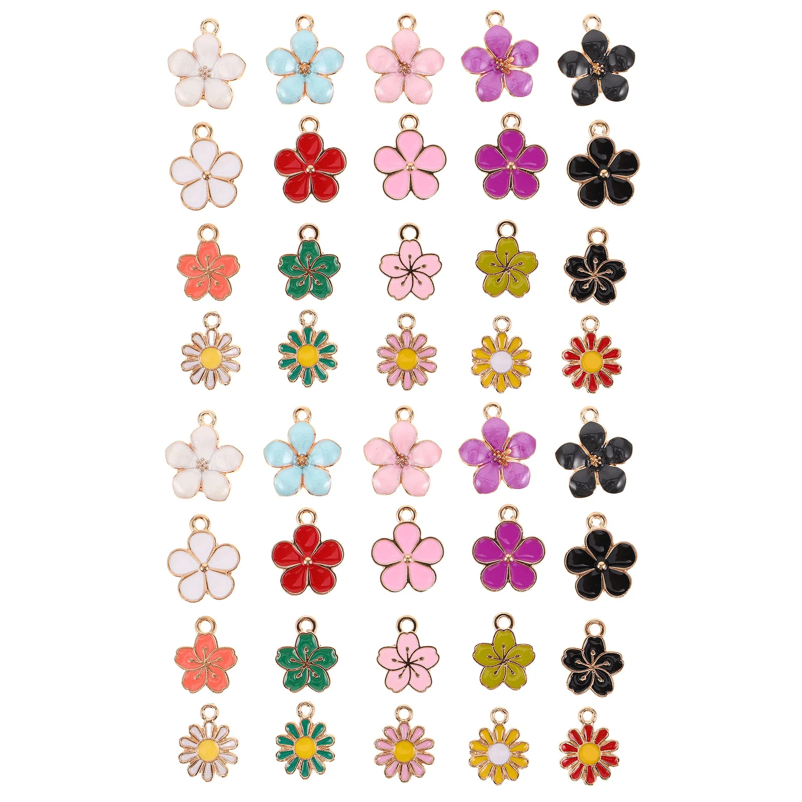 

40 шт., разноцветные цветочные подвески из сплава, подвески с вишневым цветом для браслета, ожерелья, серьг, аксессуары для изготовления ювелирных изделий своими руками