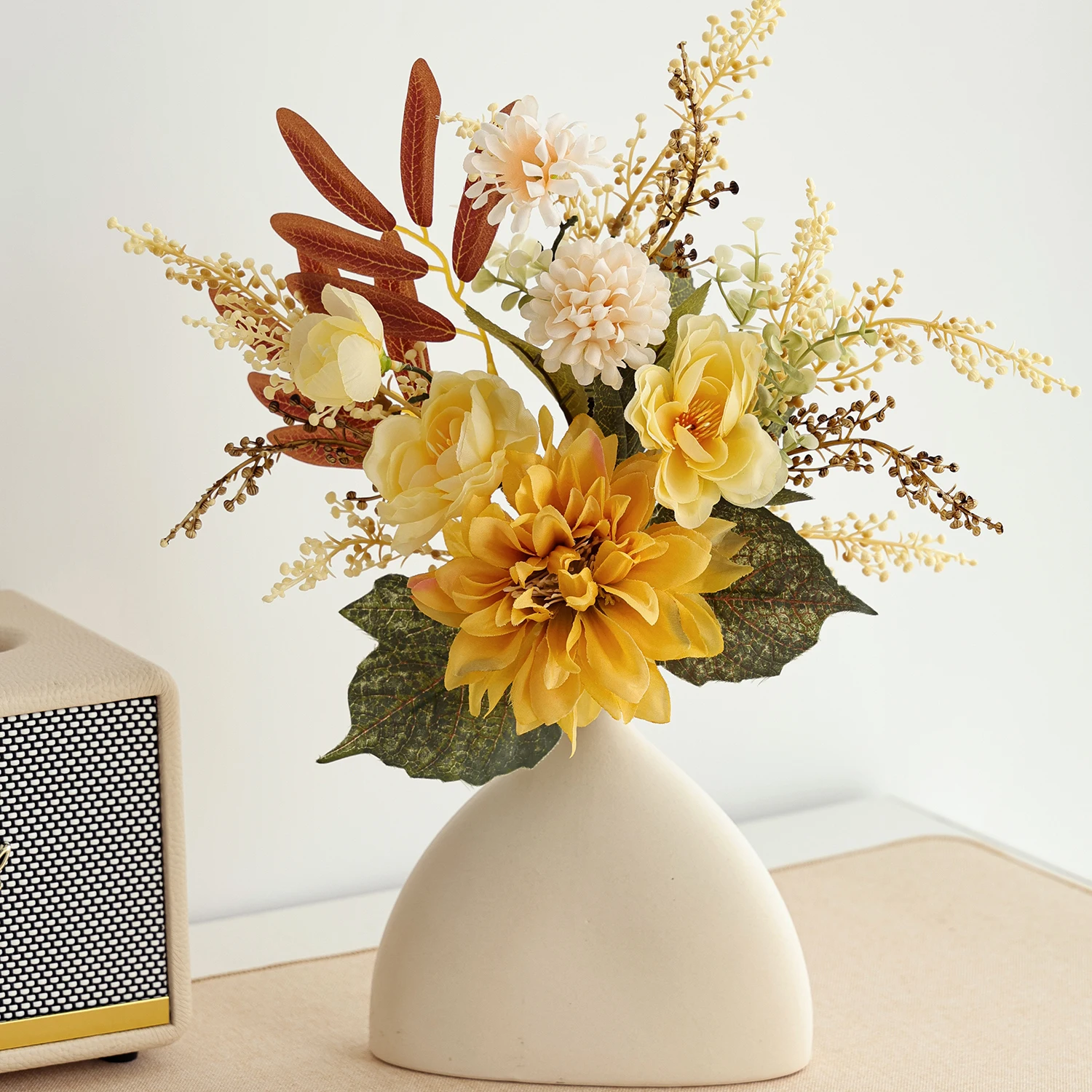 Künstliche Blumen, Seiden-Dahlie, Kamelie, Kugel-Chrysanthemen, für Zuhause, Zimmer, Tisch, Hochzeitskranz, künstliche Pflanzen, Vasen-Dekoration, Garten, DIY-Geschenke – Detail 3