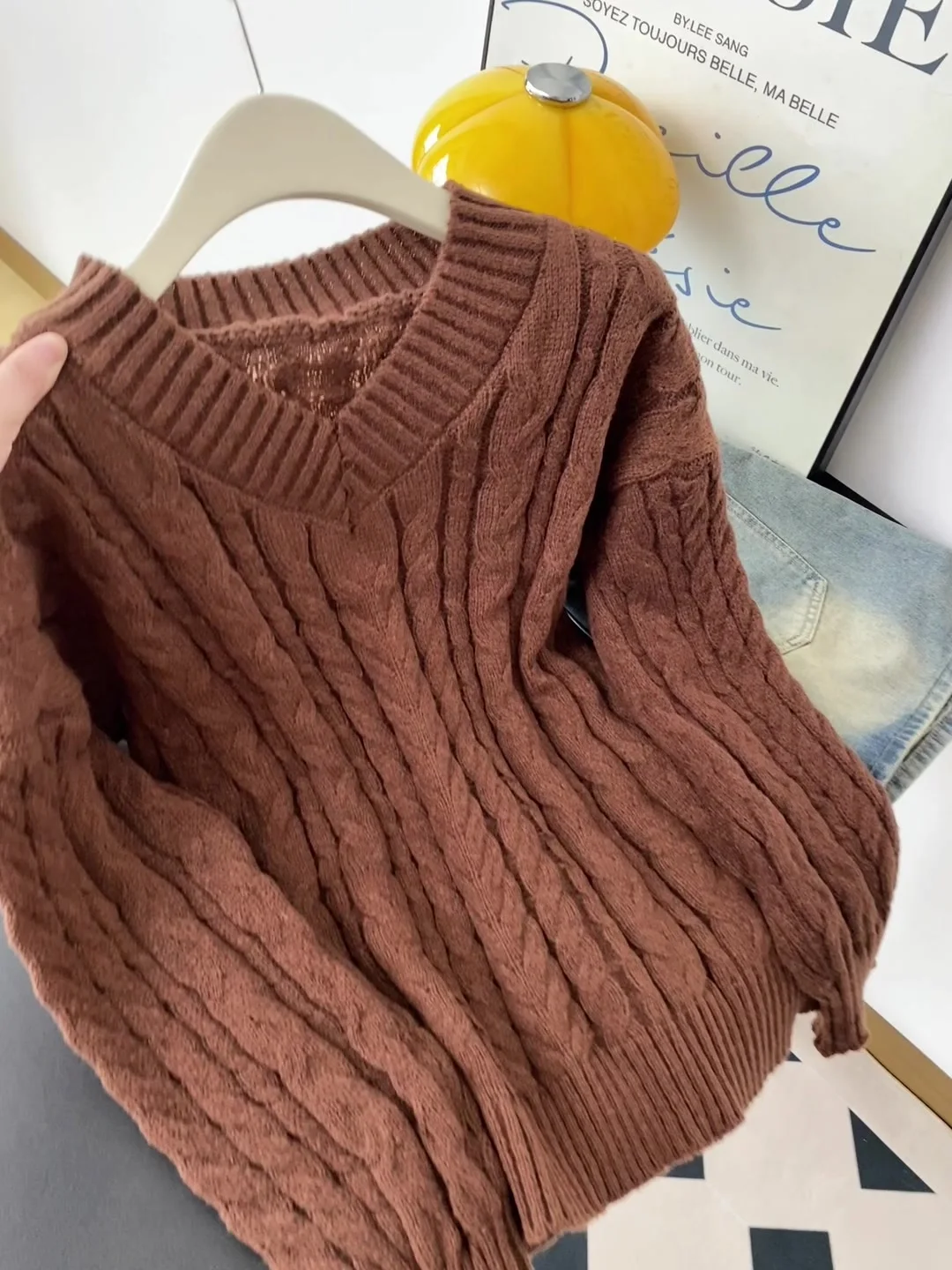 Suéter de malha solta feminino outono inverno novo sle v-ne lanterna sve pulôver vintage preguiçoso sle malhas topo