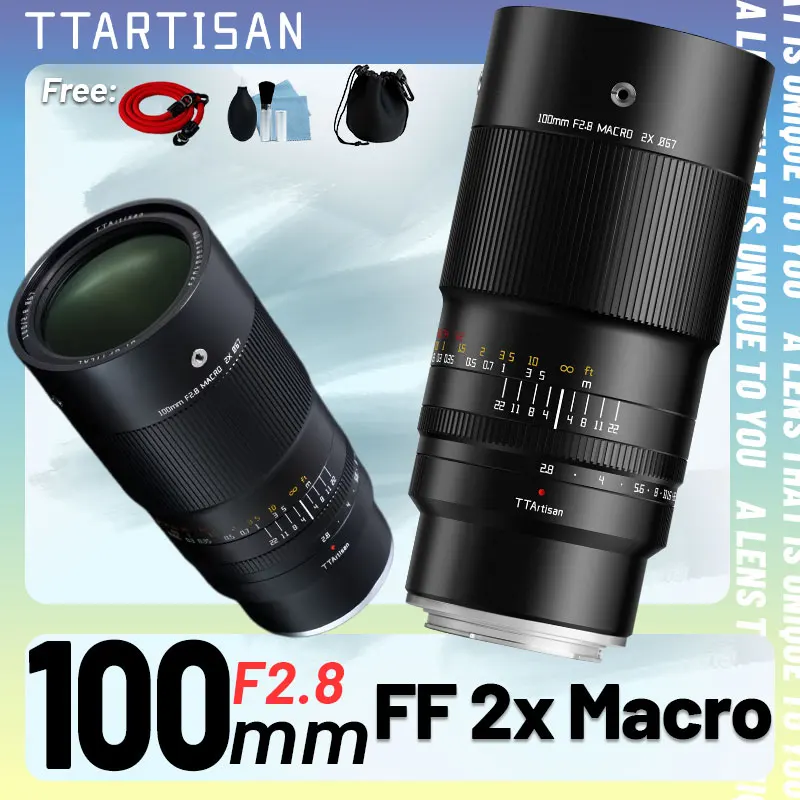 TTArtisan 100mm F2.8 2X Macro Close Full Frame Lens for Sony E FE Nikon Z Nikon F Canon R EF Leica Sigma L Fuji X Fujifilm GFX