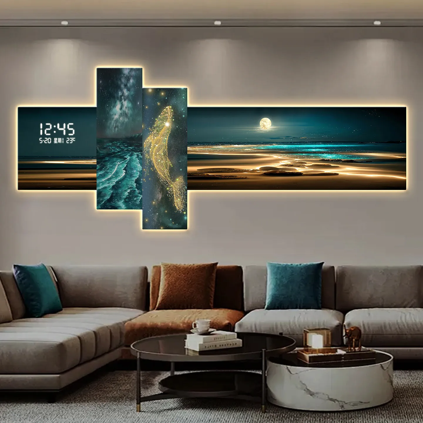 Design Luxury Wall Clocks Living Room Led Wall Watch Silent  Horloge Murale Home Decoration LED Display Wall Lighting Fixtures