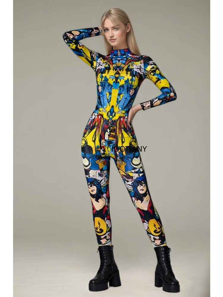 Futuristischer mechanischer Rüstungsanzug für Frauen, Graffiti-Schädel-Skelett, altägyptische Rüstung, Jumpsuit, Rave-Festival-Cosplay-Kostüm – Detail 13