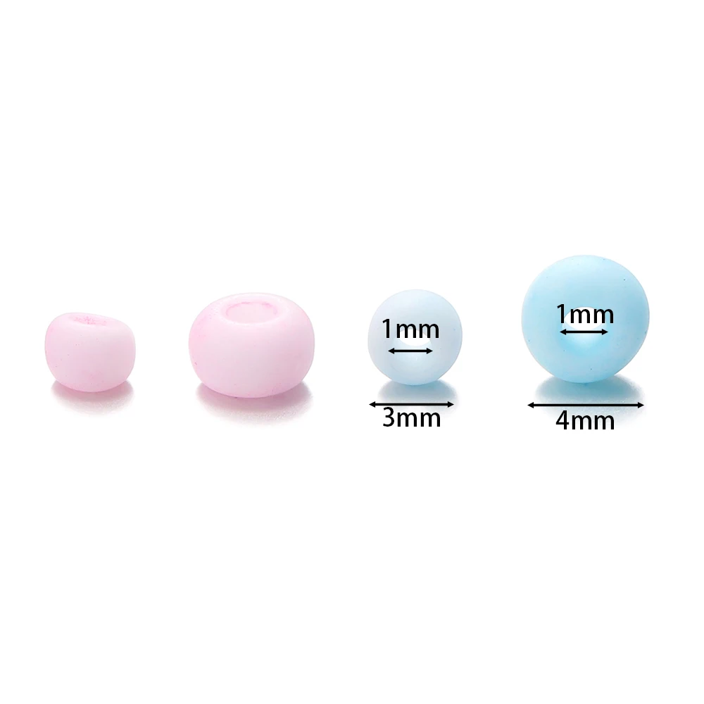 300pcs/Lot 4mm Macaroon Glass Bead Matte Round Spacer Loose Beads for Jewelry Making DIY Findings Needlework Crafts Supplies
