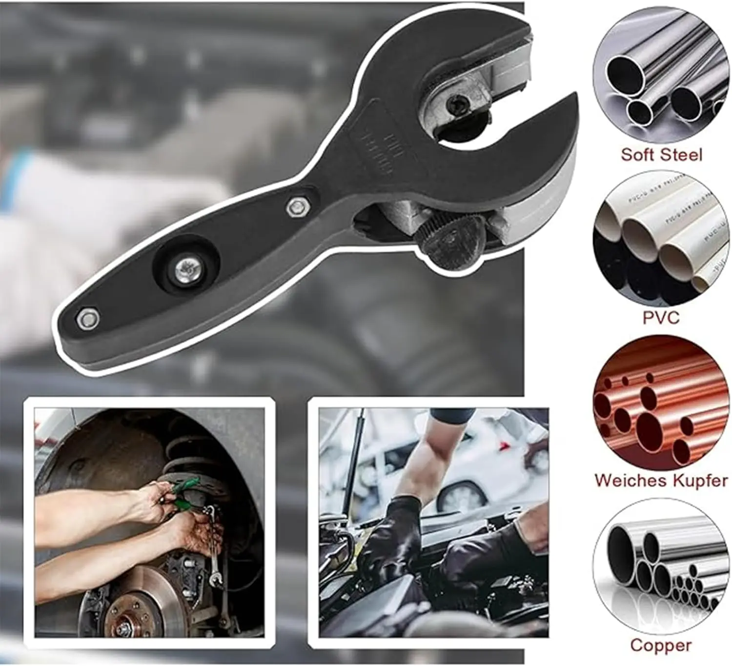 3-Piece Ratcheting Tubing Cutter Set Ratchet Tube Cutter Pipe Cutter Cutting Tools Versatile Applications Zinc Alloy For Cutting