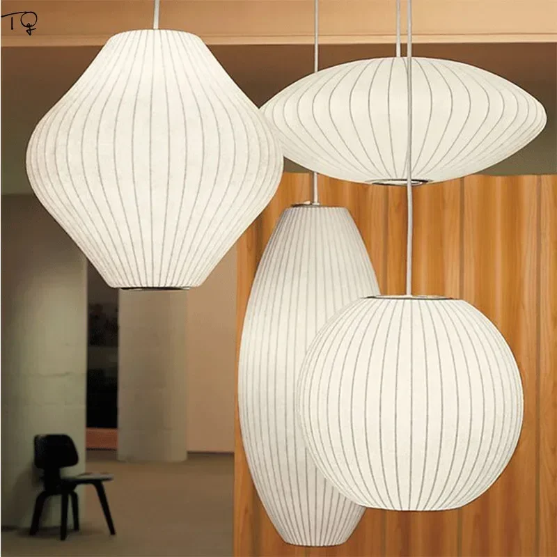 

Japanese Design Minimalist Zen Art White Fabric Pendant Lights For Living Room Decoration Bedroom Study Restaurant Tea House