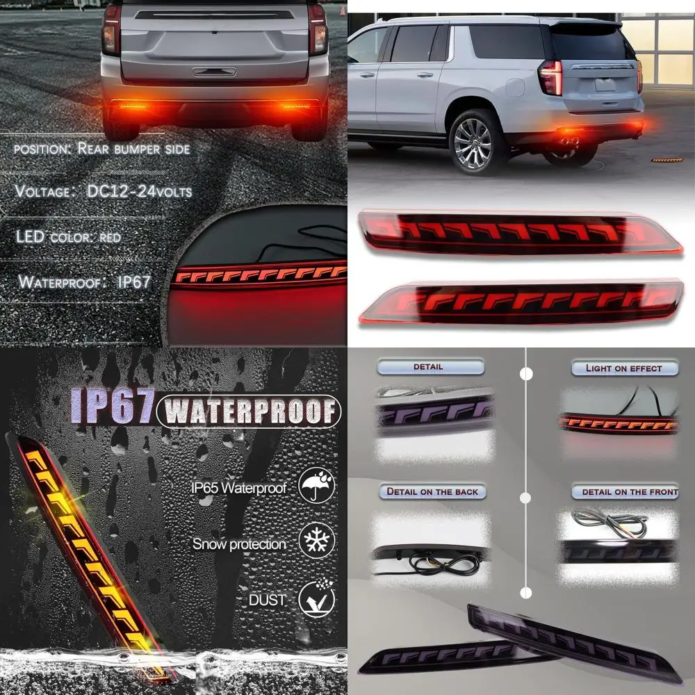 

Sequential LED Brake Tail Lights with Fog Lamps for 2021-2024 Chevrolet Suburban, Tahoe, GMC Yukon/Denali in Red