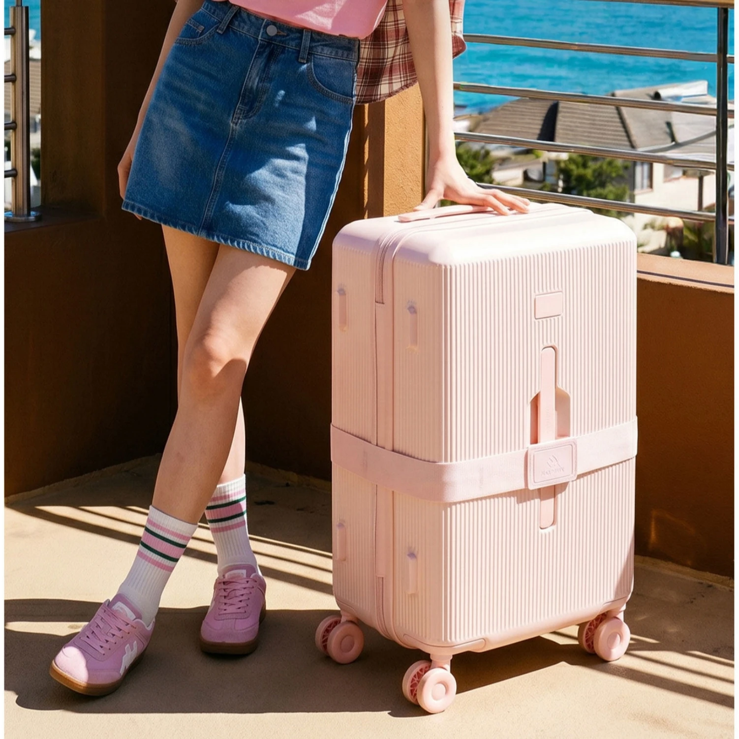 2026 New Fashioin Rolling Luggage Large Capacity Hard Shell PC Material Travel Suitcase with TSA Lock for Student 20/24/26/28in