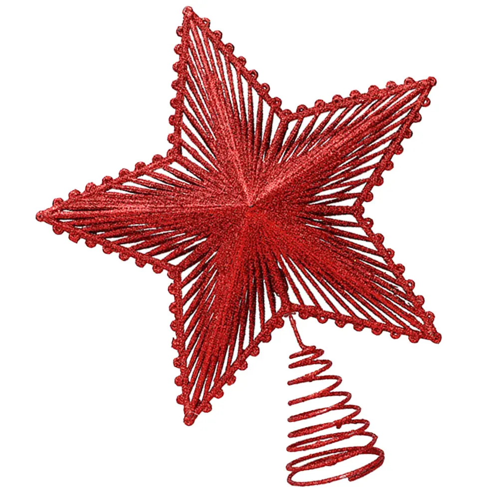 Ster Kerstdecoratie Ijzerdraad Glitter Kerst Treetop Ornament Voor Holiday Party Home Decor Kerstboom Topper Metaal
