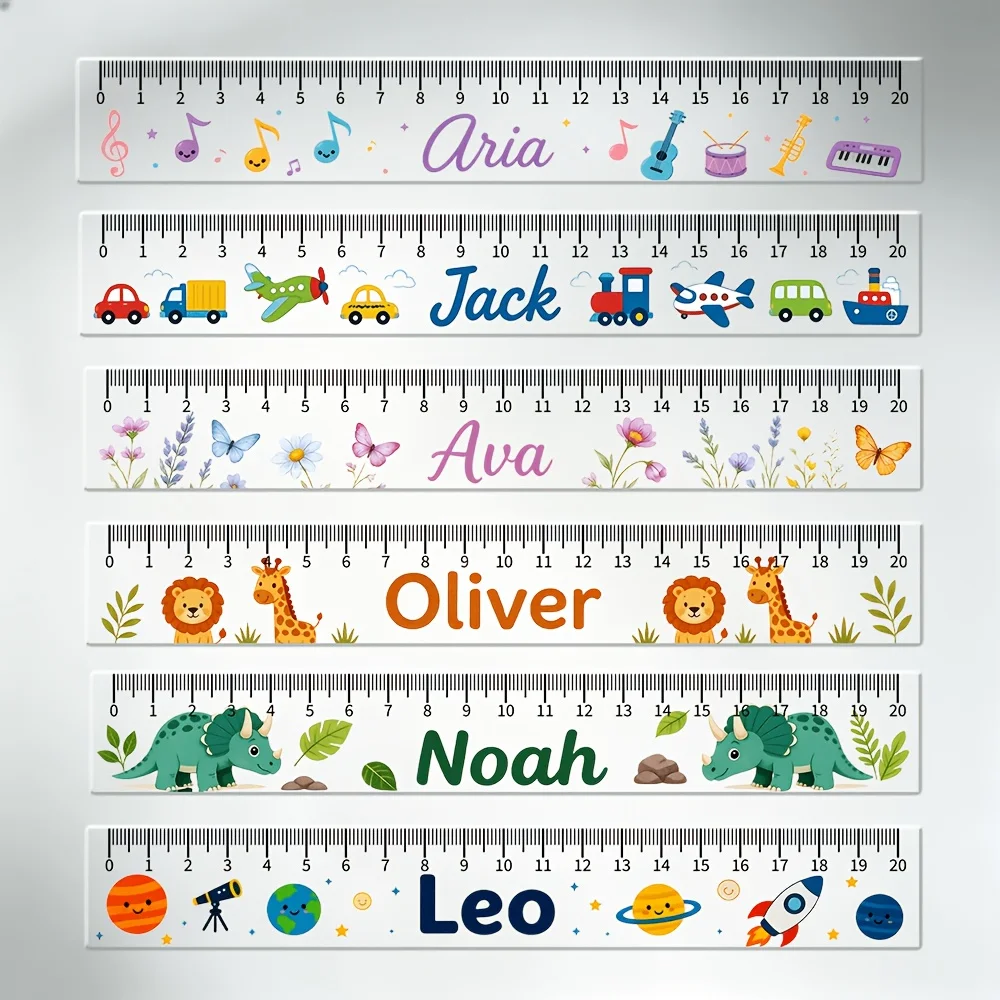 Custom Acrylic Measuring Ruler Personalized Name Cute Pattern Clear CM Scale Stationery for School Students Teachers Gifts