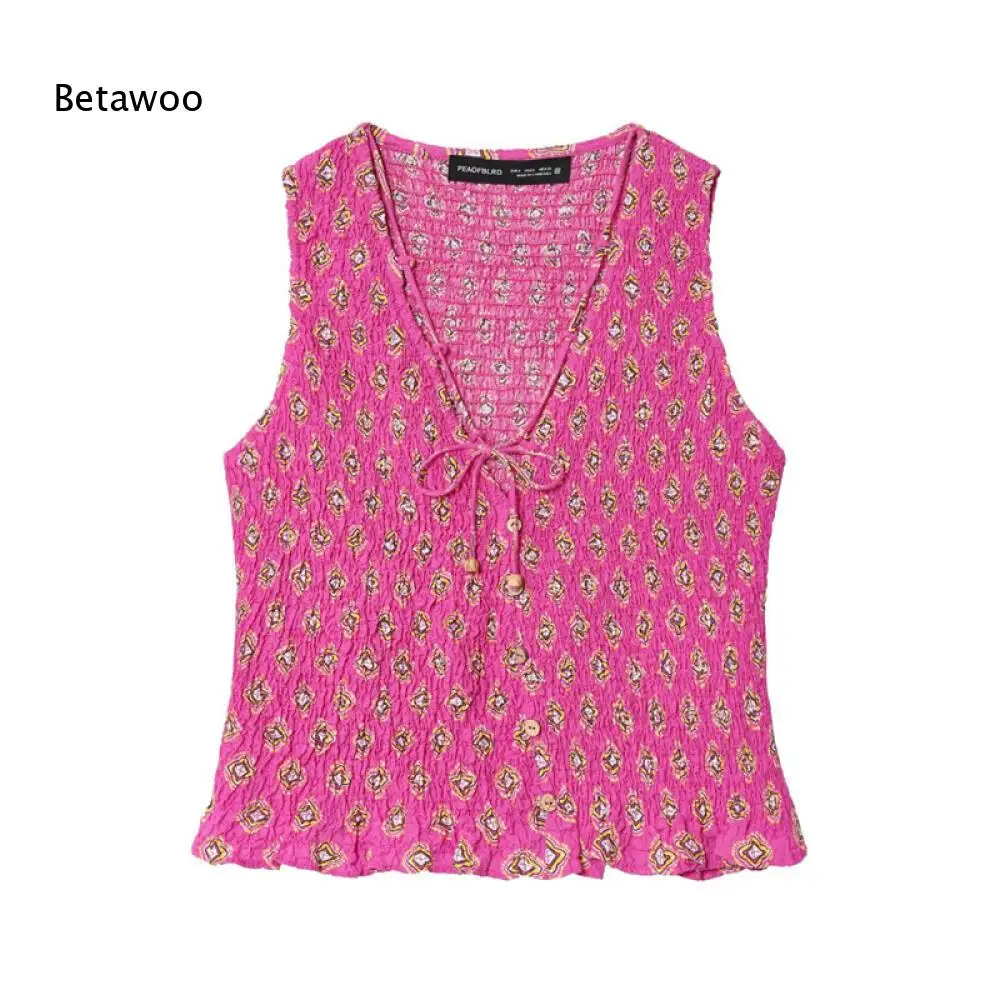 Smocked Printed Sleeveless Top   Midi Skirt Set, Casual Summer Outfit