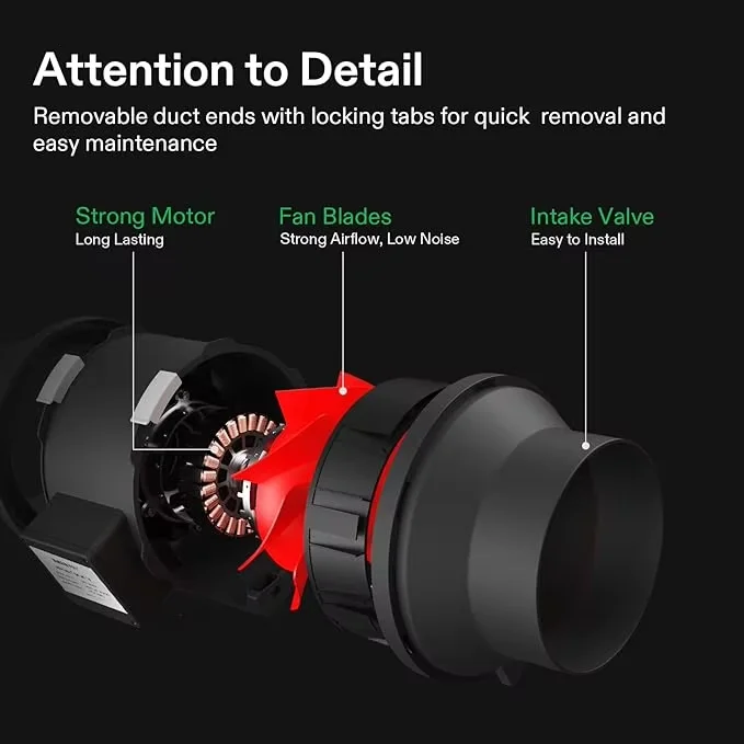 Multi-Function Controller Complete Air Filter Kit 4 Inch Ventilation Duct Fan with Carbon Filter Tube for Planting Tents