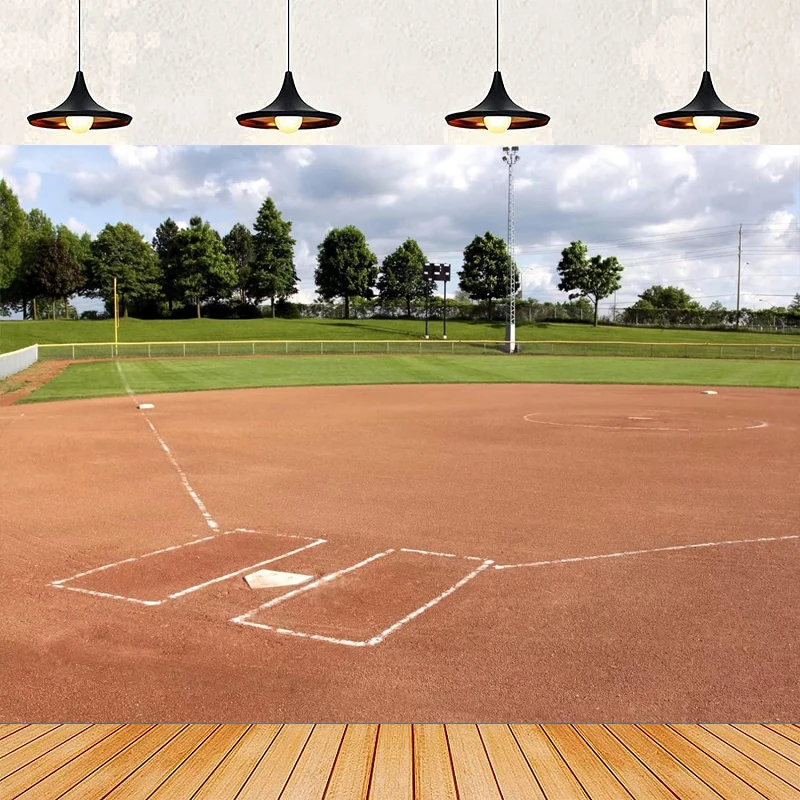 Fondo Fotográfico de Campo de Béisbol, Estadio, Deporte al Aire Libre, Césped Verde, Campo de Juego, Fondo para Fiestas en Casa, Póster Decorativo de Pared