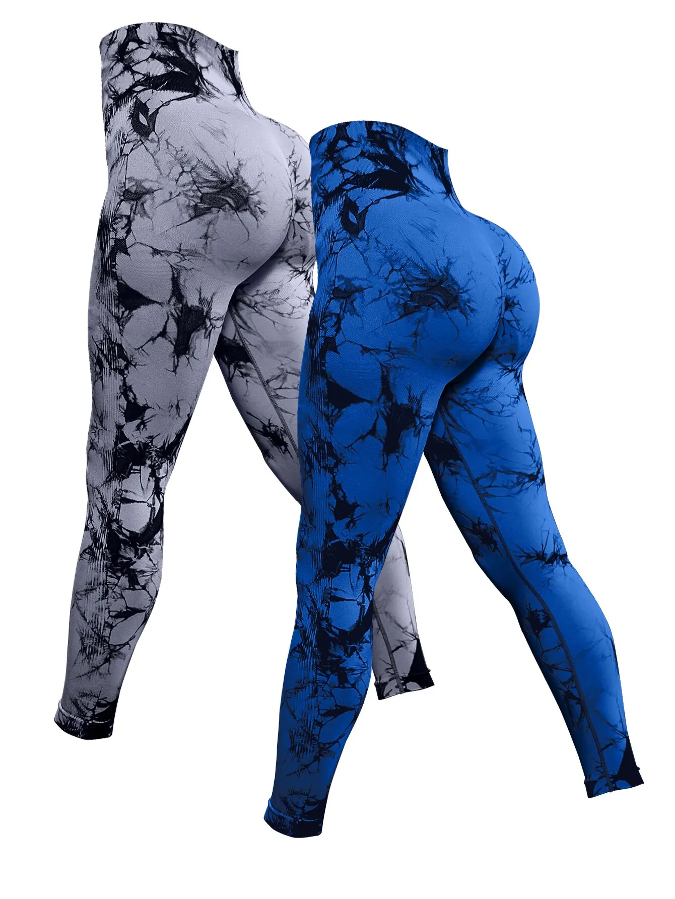 Tie Dye spodnie do jogi legginsy sportowe 2 szt. Bezszwowe wysokie talia Push Up damskie rajstopy Fitness legginsy treningowe odzież sportowa