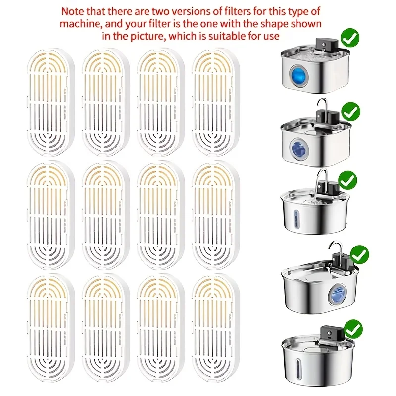 Durable Cat Water Fountain Replacement Filter Cartridges Compatible with 2L and 3.2L Stainless Steel Pet Water Fountains
