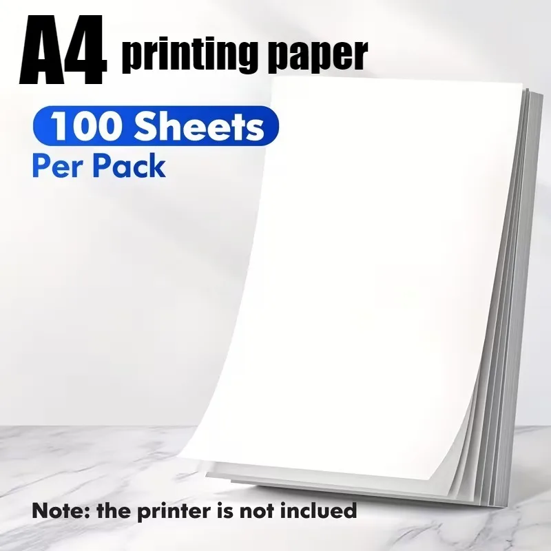 

100 Sheets Printing Paper Thickened A4 Paper Double Sided Printable White Paper Office Home School Document Printing Supplies