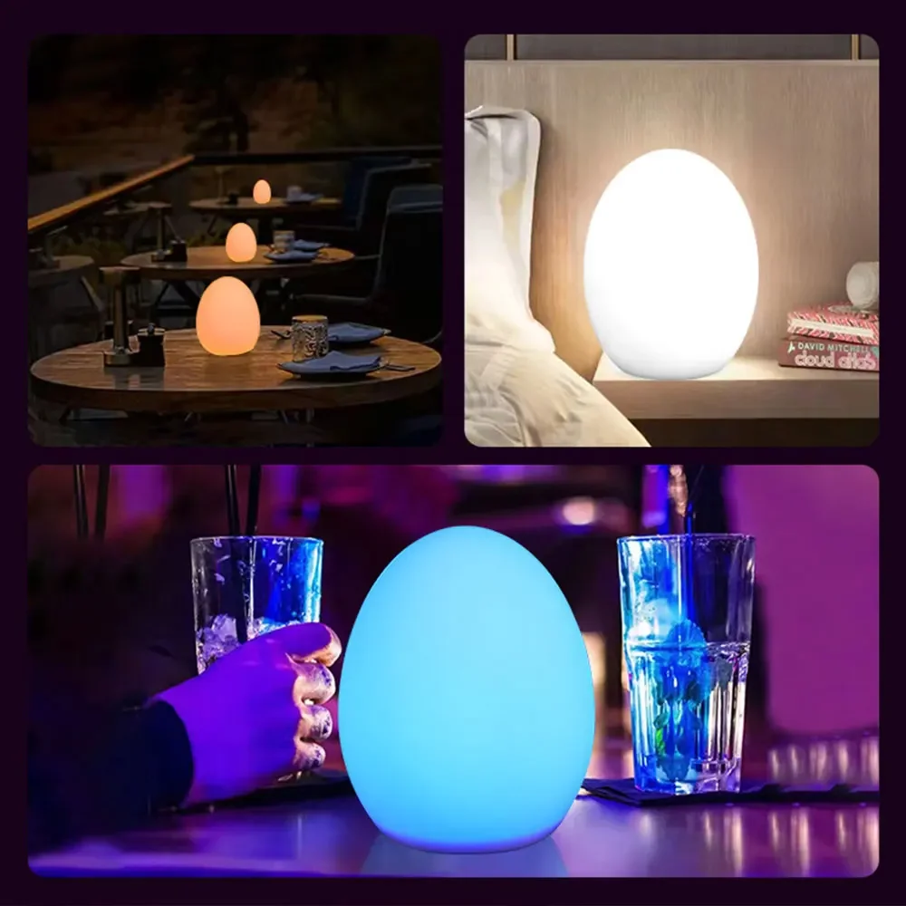 LED Silicone Egg Night Light Cartoon Cute Mini Desk Lamp Children Toys Gift Table Lamp Bedside Sleep Night Light