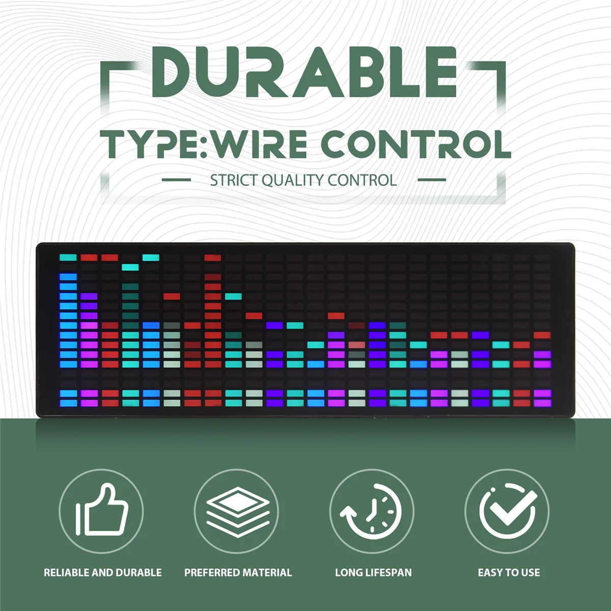 AA91 LED Music Spectrum Rhythm Lights Voice Sensor 1624 RGB Atmosphere Level Indicator with Clock Display(Wire Control)