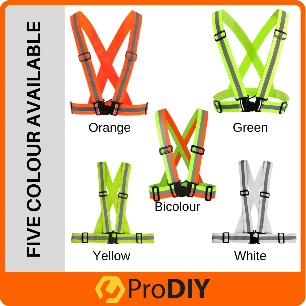Adjustable Reflective Safety Belt Vest Fluorescent Green / Orange Night Visibility for Outdoor Sports