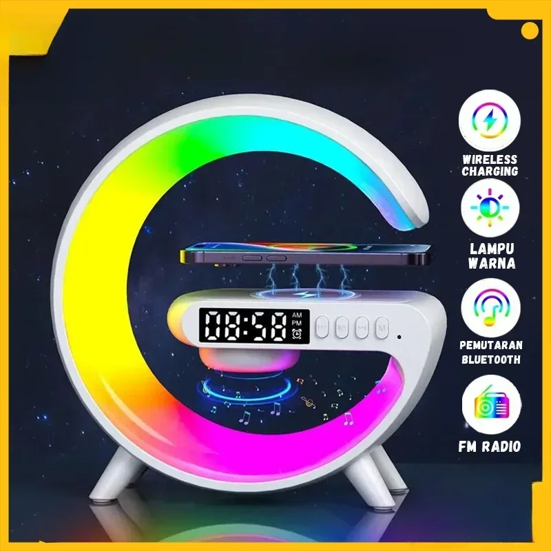 G63 Multifunction Bluetooth Speaker TF RGB Night Light Wireless Charger Stand for iPhone Samsung Xiaomi Fast Charging Station 