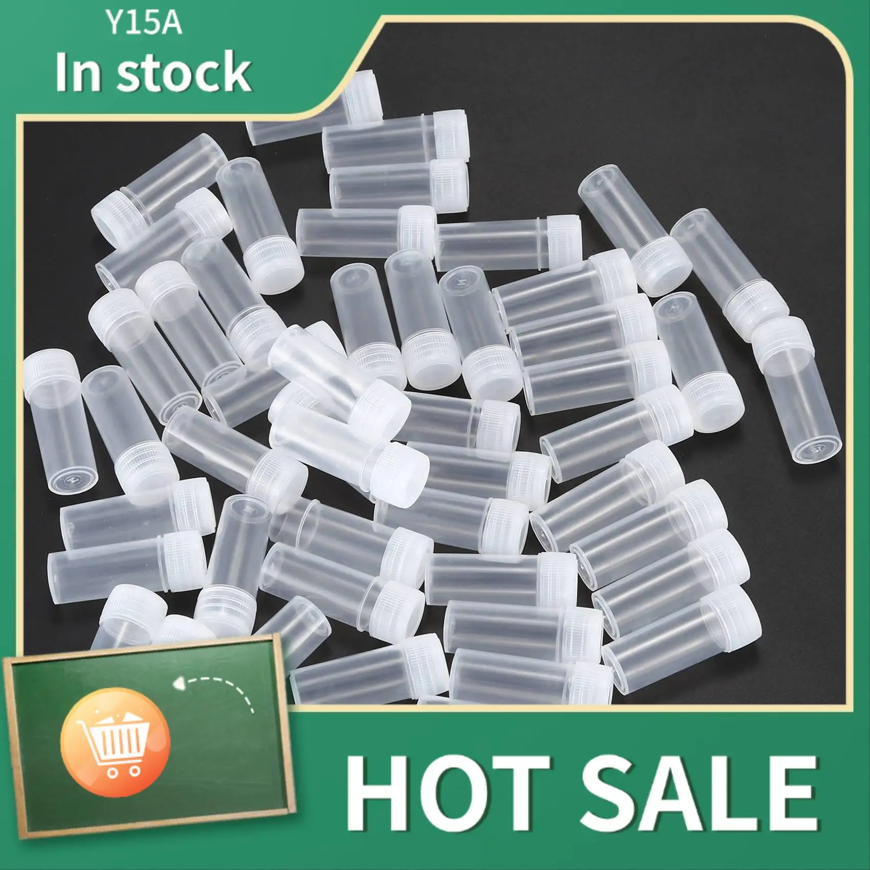 

Y15A 100X Plastic Sample Bottle 5Ml Test Tube Lab Small Vial Storage Container + Lid