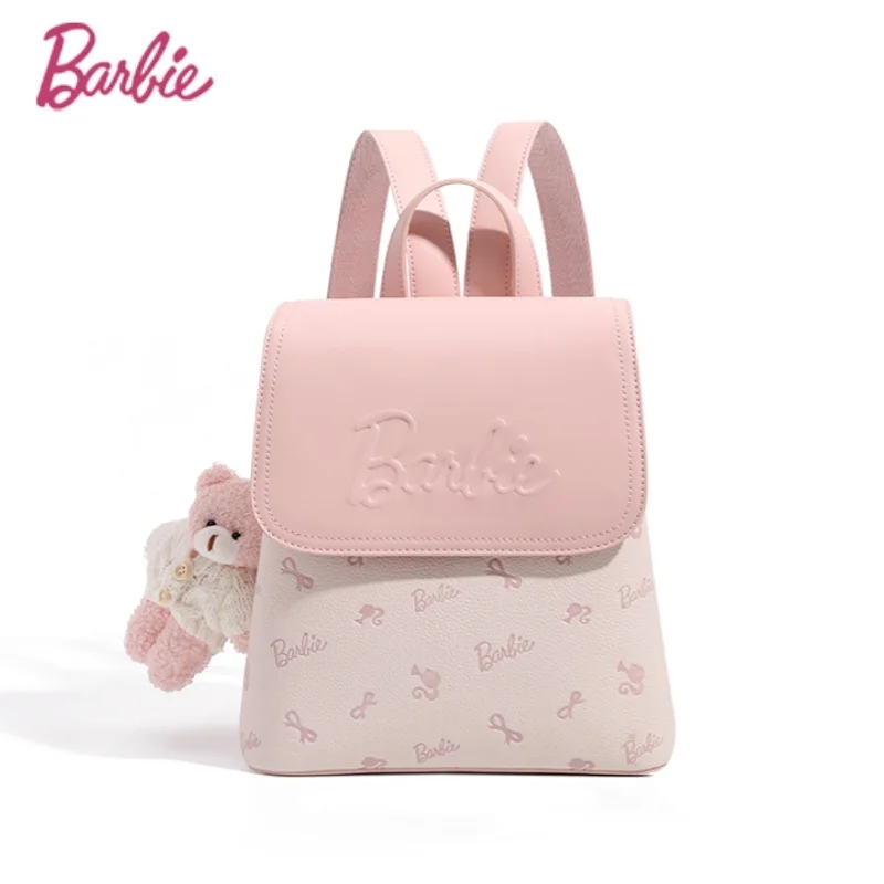 

Натуральный милый рюкзак Барби с розовым девичьим сердечком, новинка 2025 года, студенческий рюкзак, большая вместительная дорожная сумка, подарки-сюрпризы на день рождения для девочек