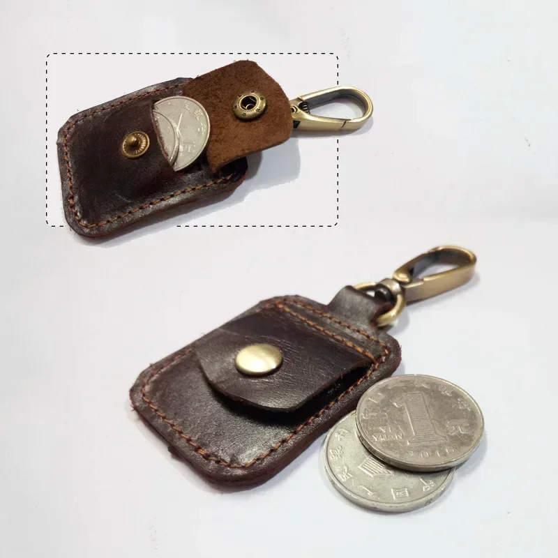 Mini Vintage Genuine Leather Card Wallet Men Business Id Card Holder Thin Coin Card Case Portable Small Cards Pack Pocket