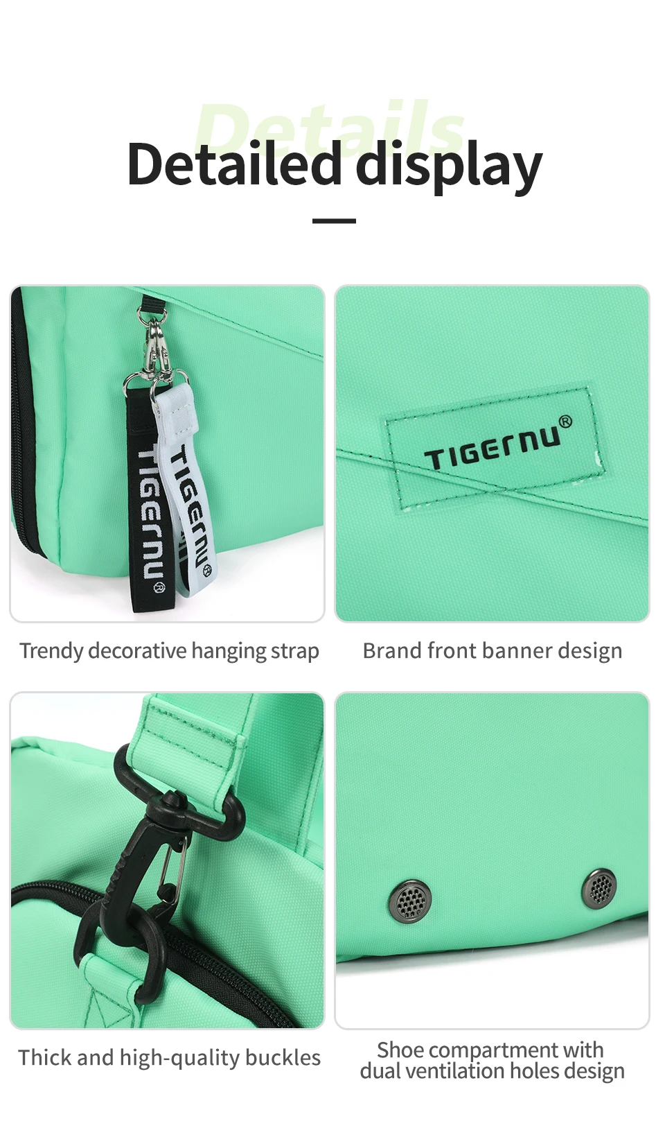 Tigernu Frauen Taschen Reisetaschen Für Frauen Handtasche Leichte Sport Taschen Weibliche Duffle Bag Mädchen Umhängetasche Männer Schulter Tasche – Detail 15