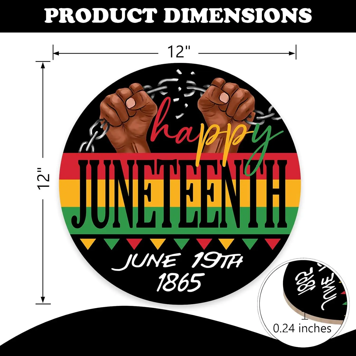 Happy Juneteenth Front Door Sign, June 19th 1865 African American Emancipation Freedom Wood Door Hanger Decor