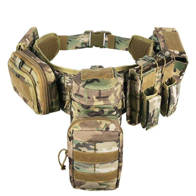 

90-125CM Length Camouflage Multi-function Five-piece Set Tactical Girdle Tactical Waist Bag 5 in 1 Hunting Accessories Pouch