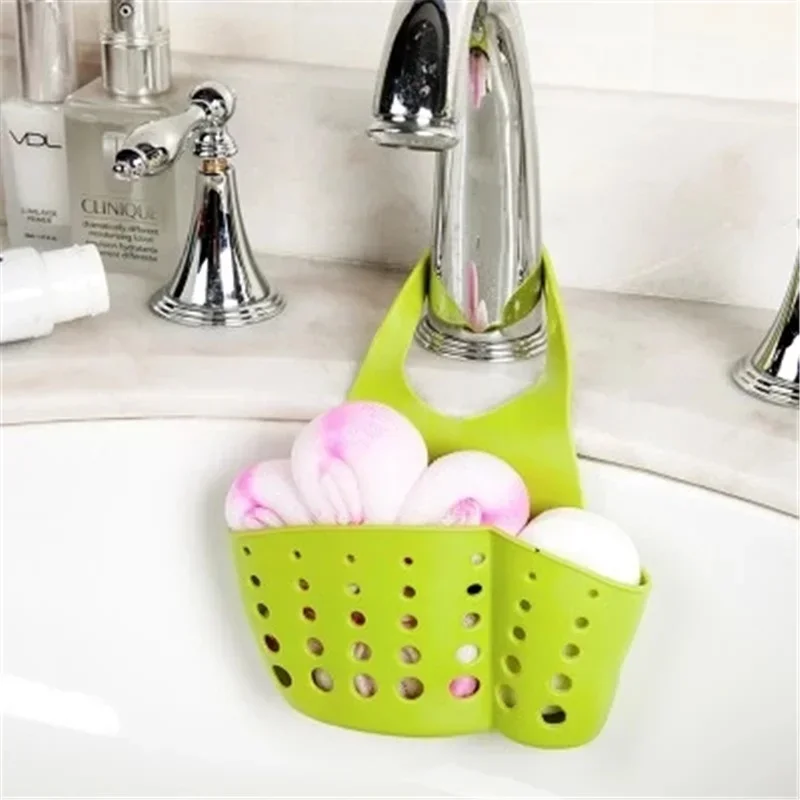 Home Kitchen Storage Drain Basket Adjustable Soap Sponge Sink Holder Snap On Storage Basket Kitchen Accessories