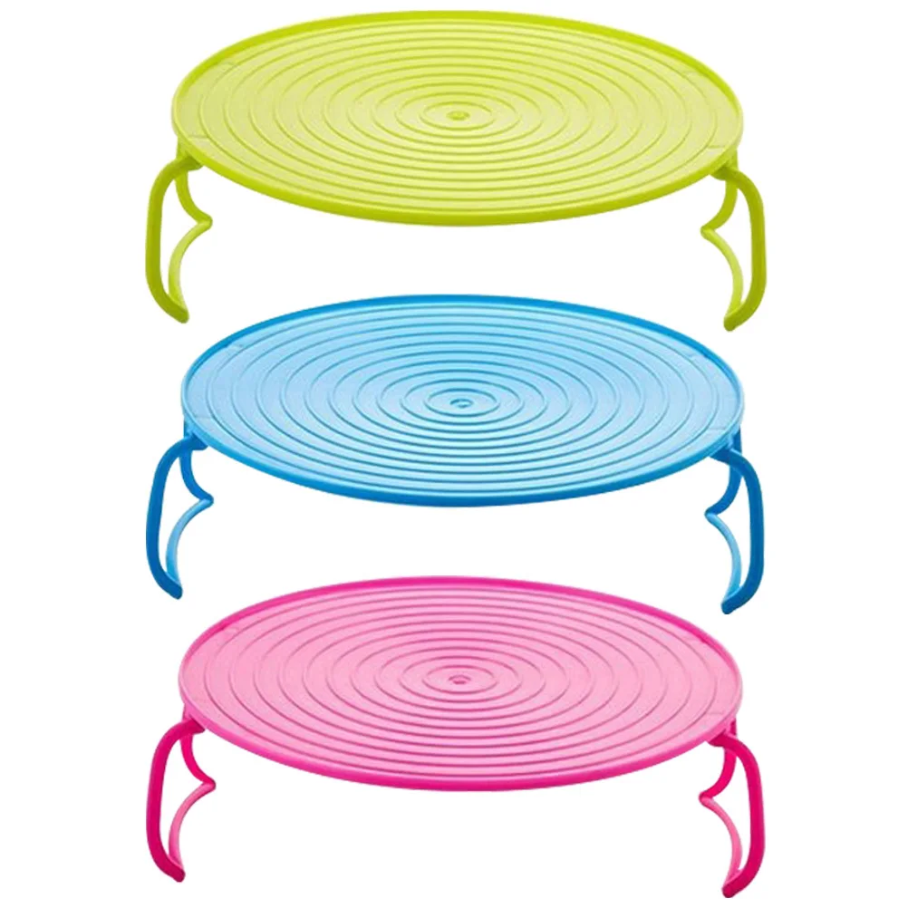 

3Pcs Multifunctional Kitchen Steaming Rack Layered Food Storage Rack Microwave Oven Cooking Tray Rustproof