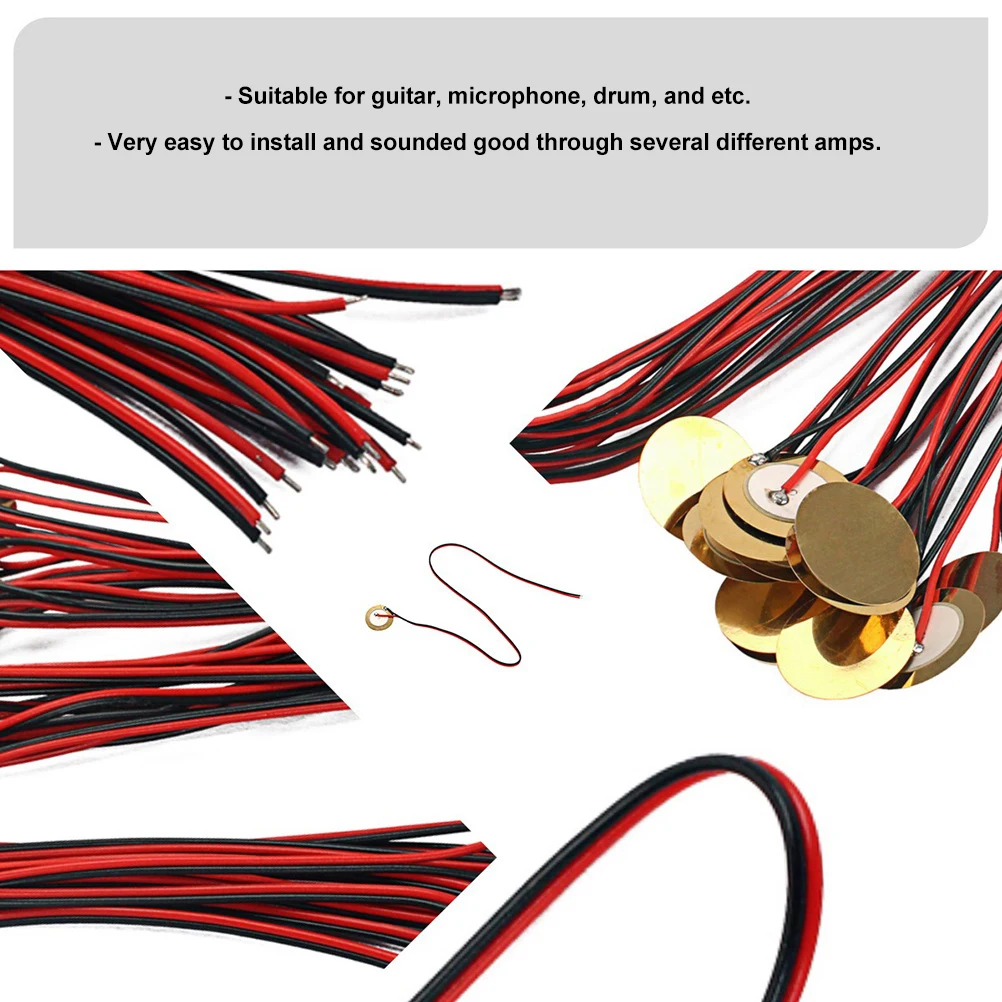 

12PCS PiezoDisc CeramicLeads TriggerBuzzer GuitarPickup SounderSensor AcousticTransducer FitsGuitar Microphone Drum