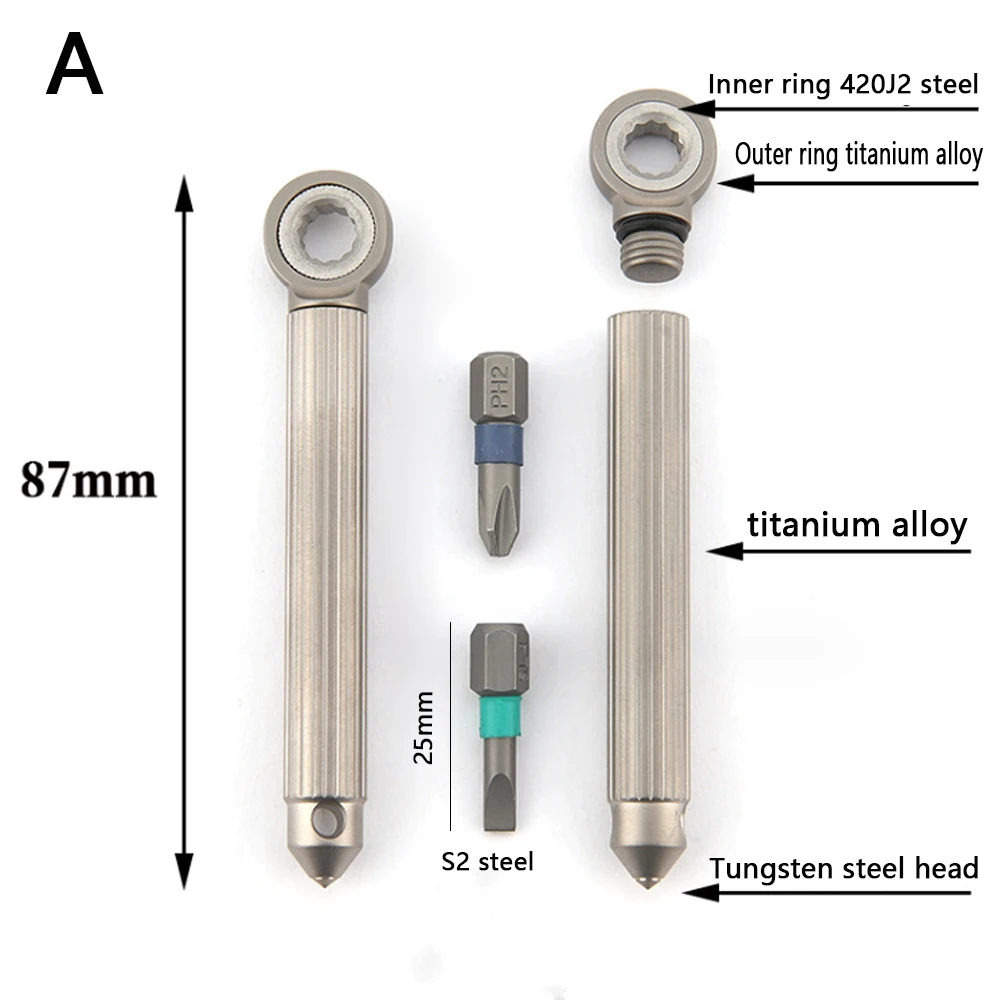 Mini titanium alloy brass screwdriver multifunctional EDC portable maintenance emergency tool