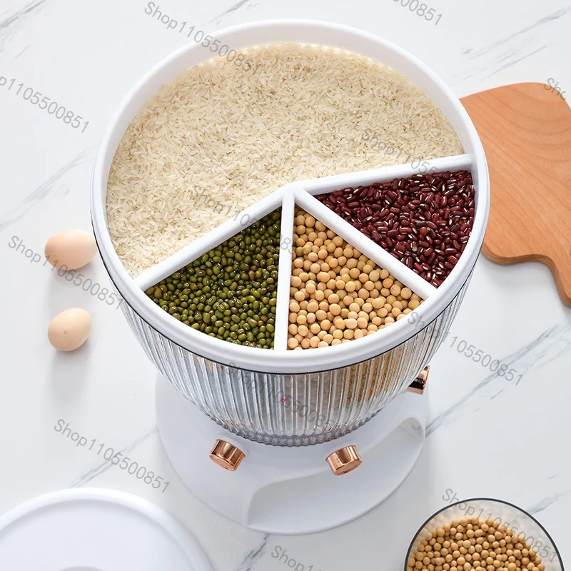 Rotating household rice bucket, insect-proof and moisture-proof sealed tank, rice miscellaneous grain storage tank
