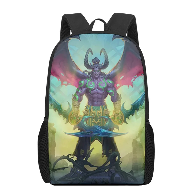 World of Warcraft-Sacs d'école College en 3D pour enfants, sac à dos étudiant, sac de livre scolaire, sac à dos de voyage décontracté, jeu pour filles et garçons, 03