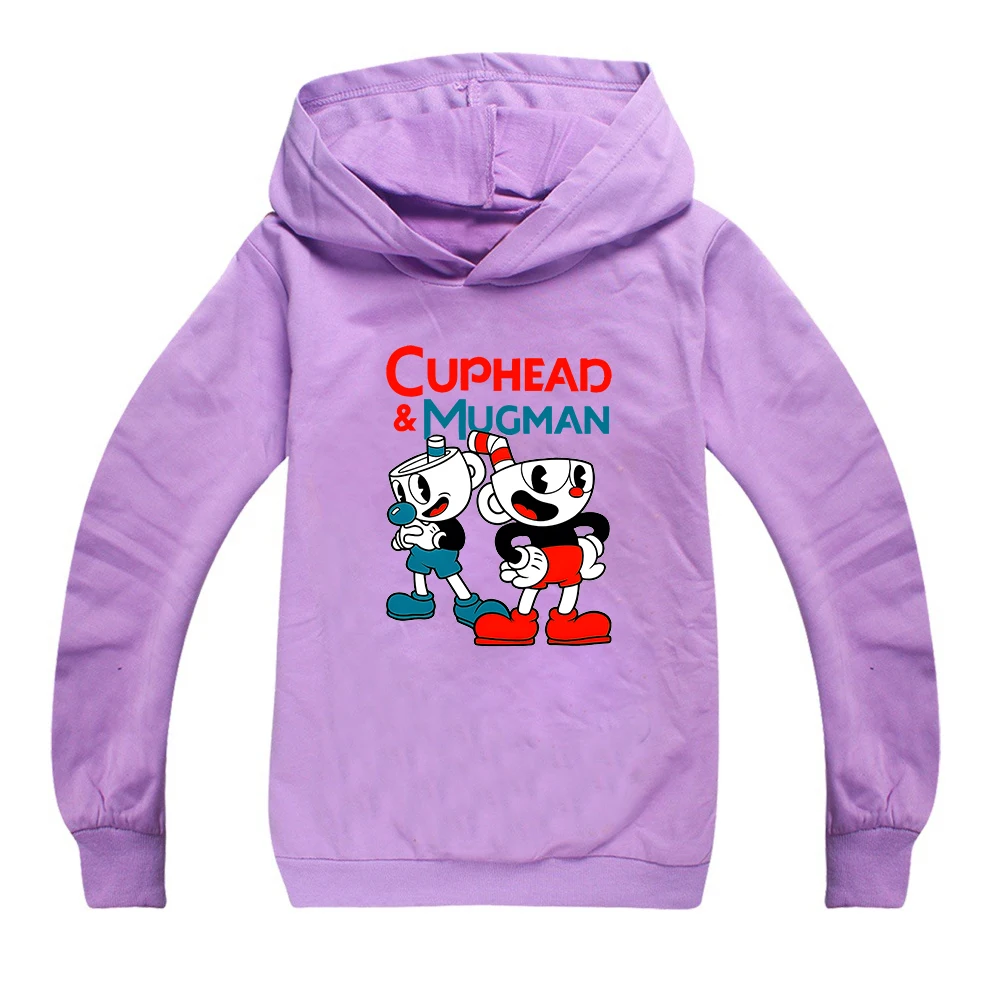 Kids Kawaii Cuphead Print Hoodies Children Clothing Baby Boys/Girls Clothes Long Sleeve Autumn Streetwears 100% Cotton 2-15Y