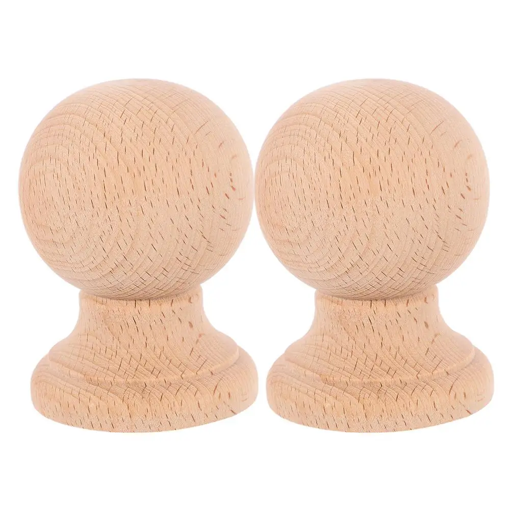 

2Pcs Pillar Furniture Round Wood Ball Finial Unfinished Decorative Fence Wooden Accessories Storage Box Container