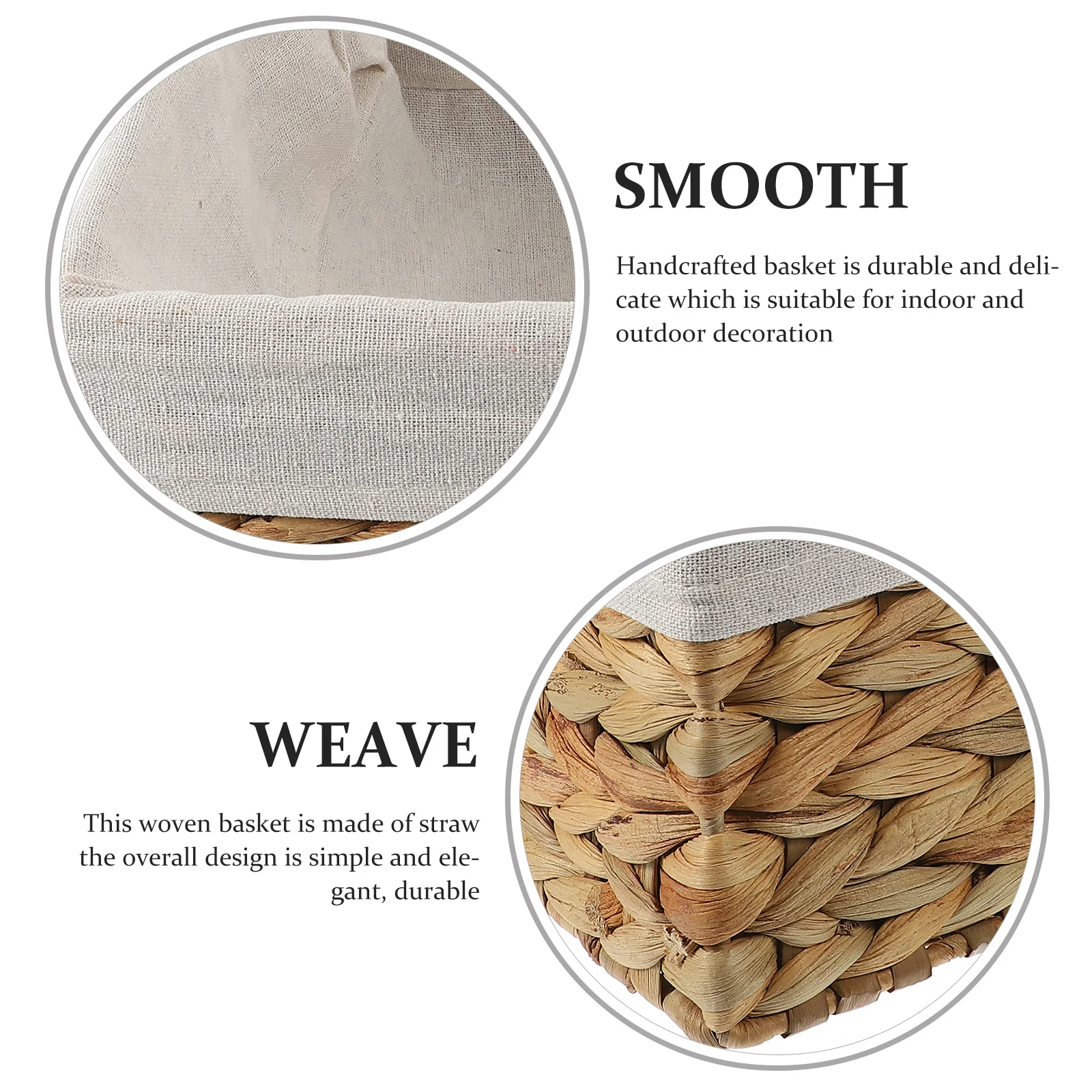 

Woven Storage Basket Straw Decorative Organizer Rectangular Handcrafted Natural Fiber Bin For Shelves Home Decor Indoor