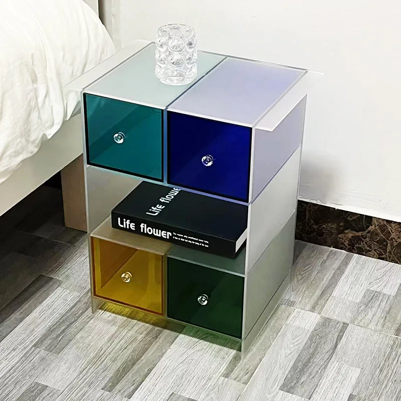 Joylove New Creative Acrylic Small Apartment Bedside Table Children's Modern Minimalist Color Sofa Side Table Coffee Table