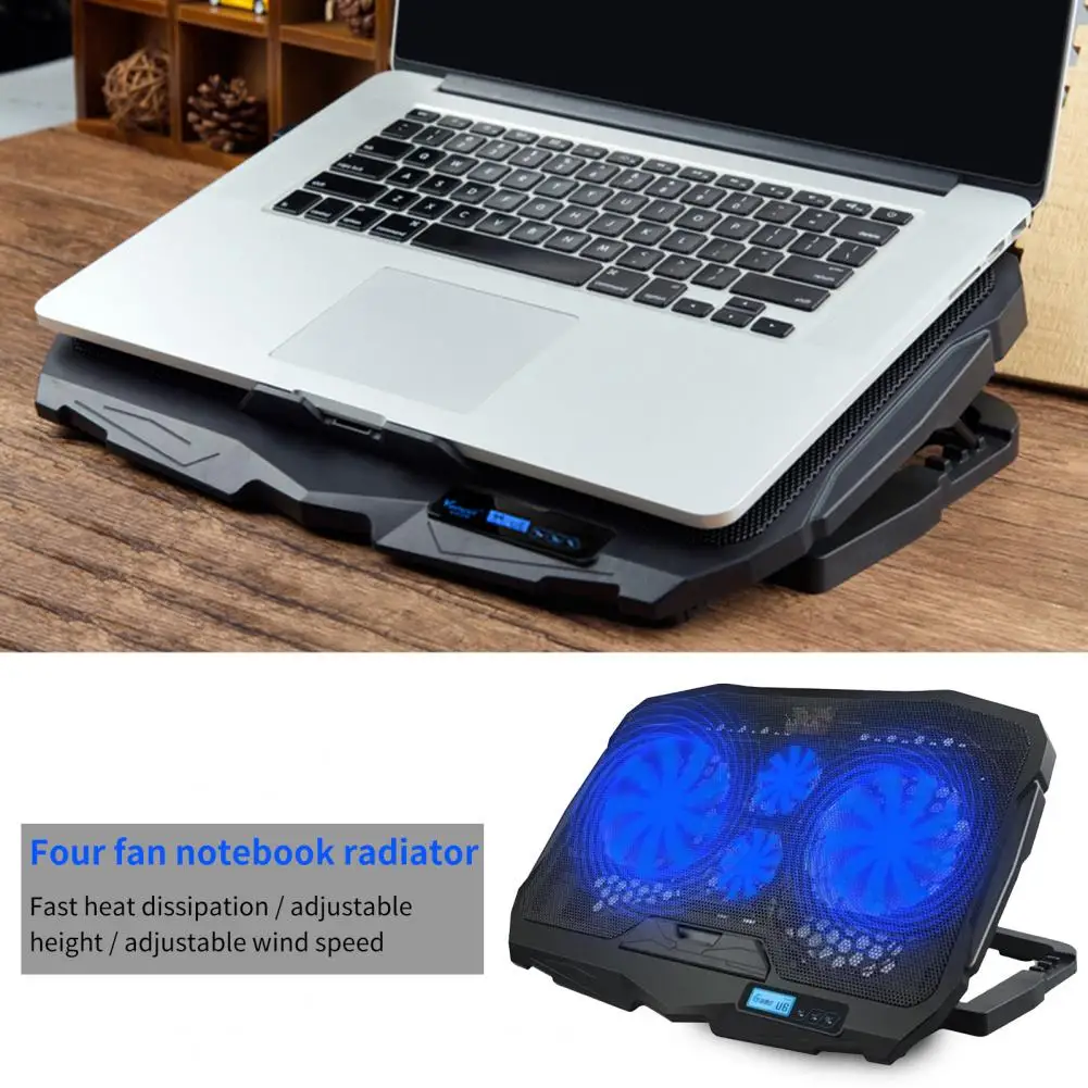 Laptop Cooling Pad with USB Ports 6 Wind Speeds Fast Heat Dissipation Cooler Stand Adjustable Height Notebook Cooling Stand
