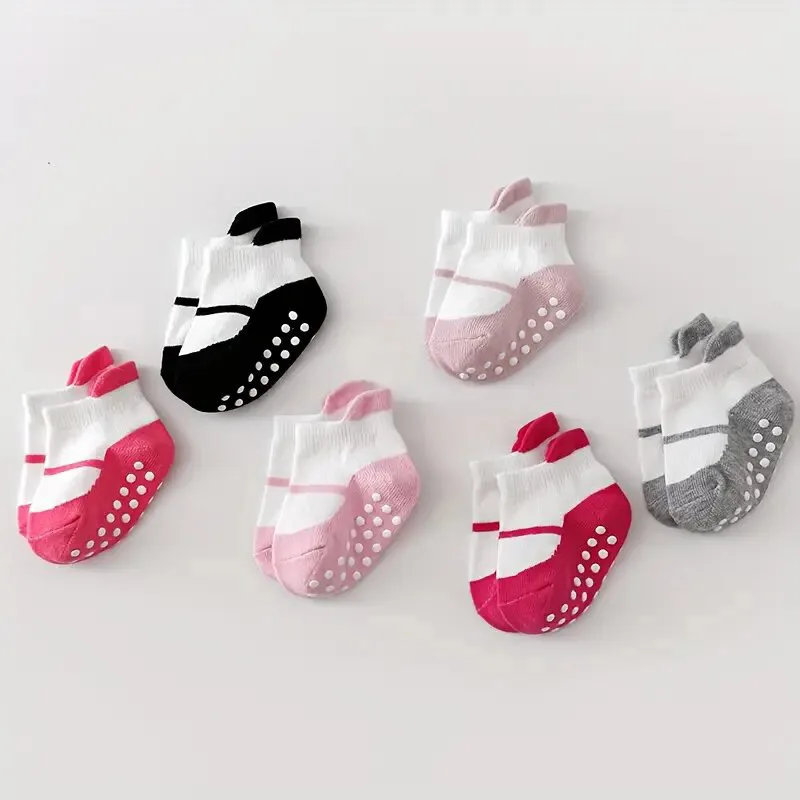6 Paar rutschfeste Socken für Mädchen, niedliches Muster, Kinder-Bodensocken, bequem für Kleinkinder – Detail 7