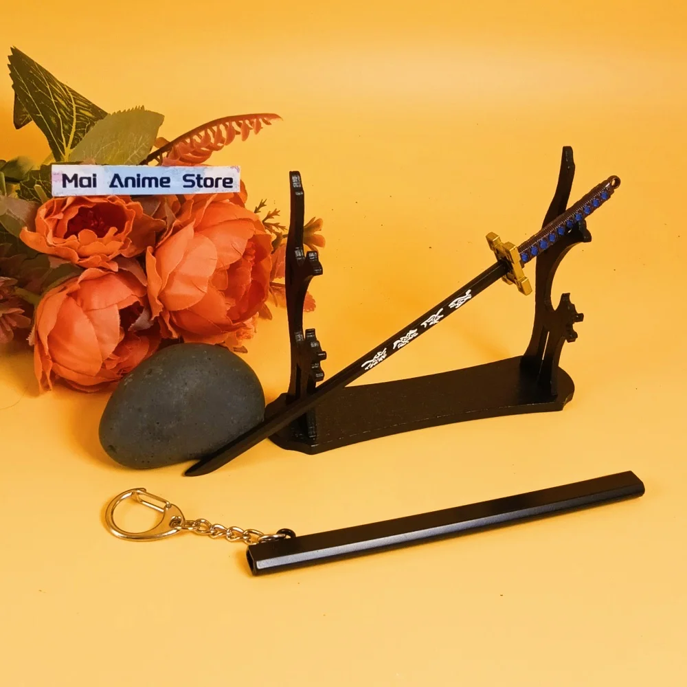 LLavero de Katana de Anime de 6 pulgadas, espada samurái Original, cuchillo de Metal Ninja, espada de tamaño Real, Katana japonesa, juguete para regalo afilado
