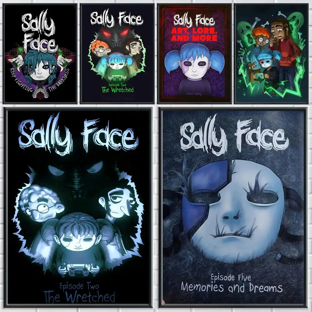 Game S-Sally Face Poster Home Living Bed Room Bar Hallway Sticky Wall Printing Waterproof Aesthetic Decor