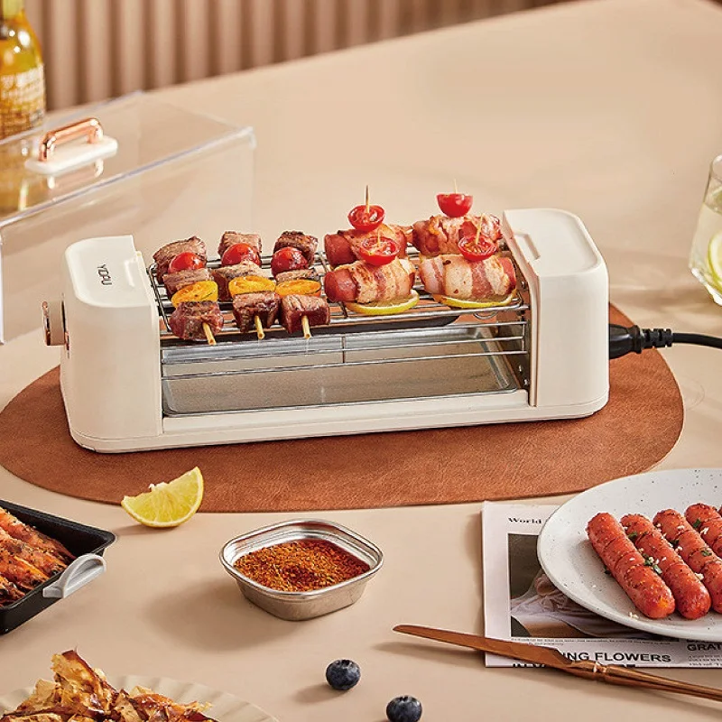 500W Home Electric Sausage Machine Kebab Grill Barbecue Machine Hot Dog Skewers Smokeless Non-stick Barbecue Grill Steak Frying